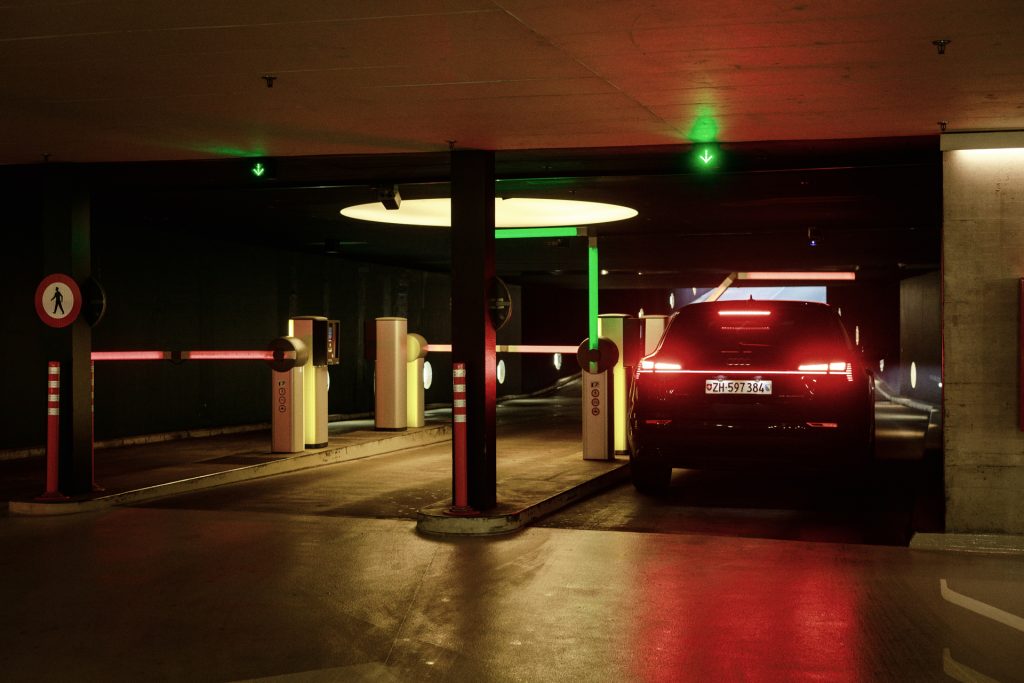 Urban night photography in a parking area